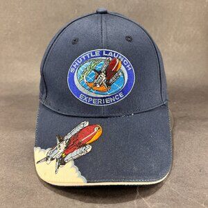 Shuttle Launch Strap Back Hat Cap Blue Kennedy Space Center Souvenir Logo Mens